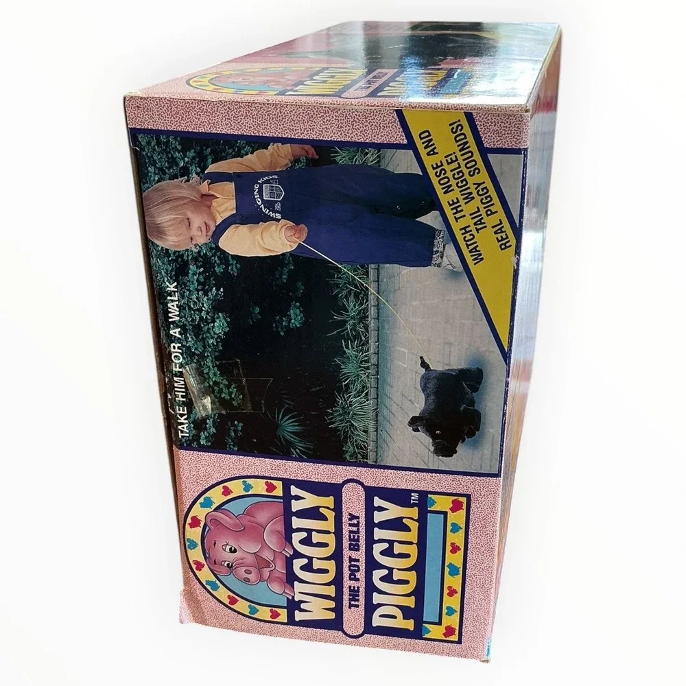 Wiggly The Pot Belly Piggly Black Walking Pig Toy with‎ Box Vintage